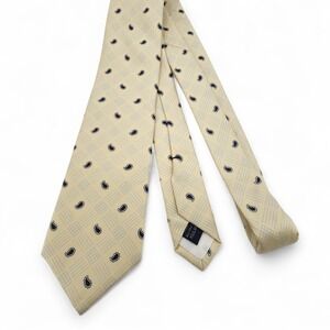 Raymond Levine Necktie Couturier‎ Collection 100% Silk Beige Paisley Print Tie